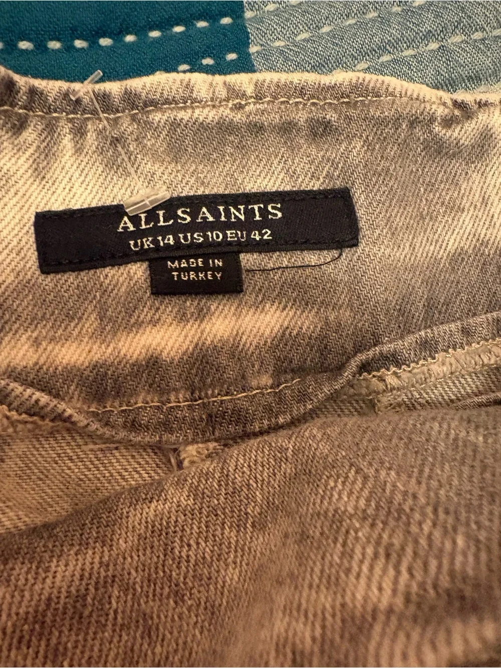Allsaints Andy Denim Ruffle Gray Skirt Size US 10